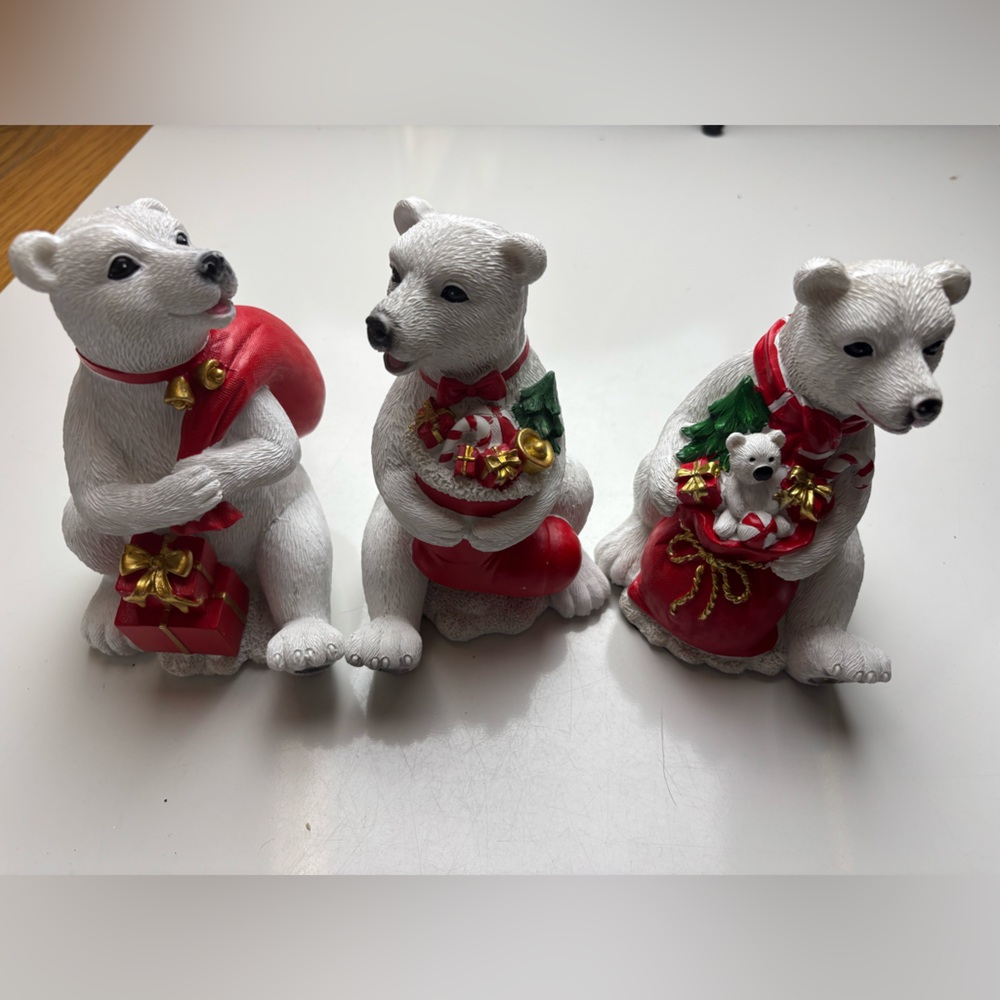 Christmas 3D Family Polar Bear stocking holders set ofโ 3